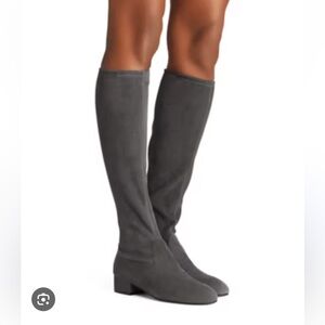 NEW Raissa Stuart Weitzman SLATE GREY 37.5 7.5 boots stretch suede leather